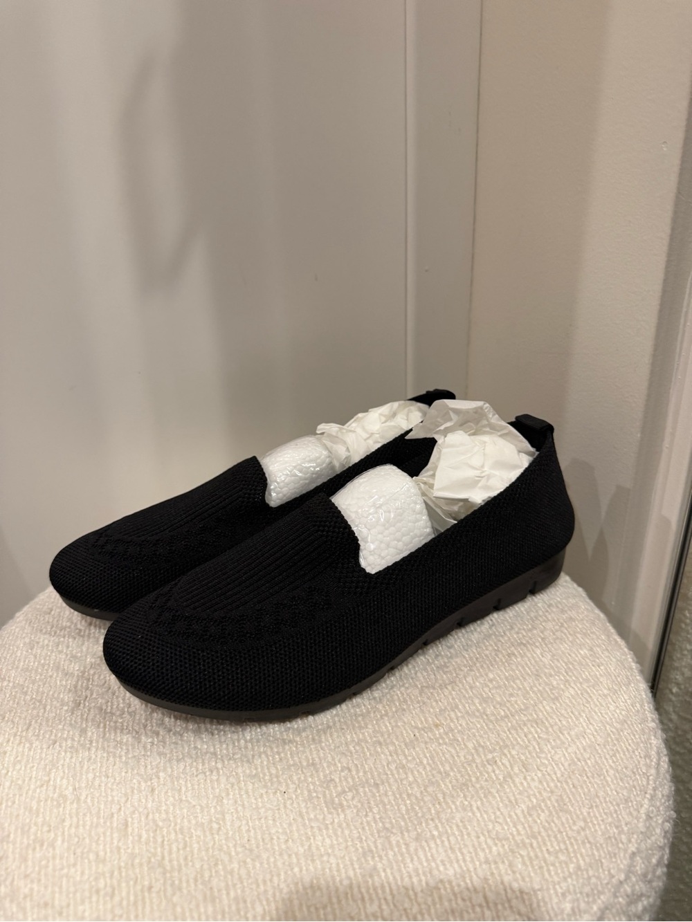 Black Comfortable Walking Slip-On Loafers